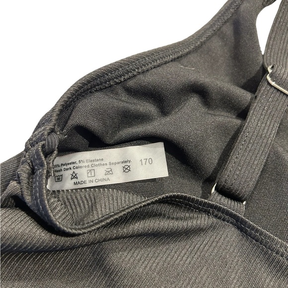 Black semi-thong swimsuit with lacing on both sides - Picture 6 of 7